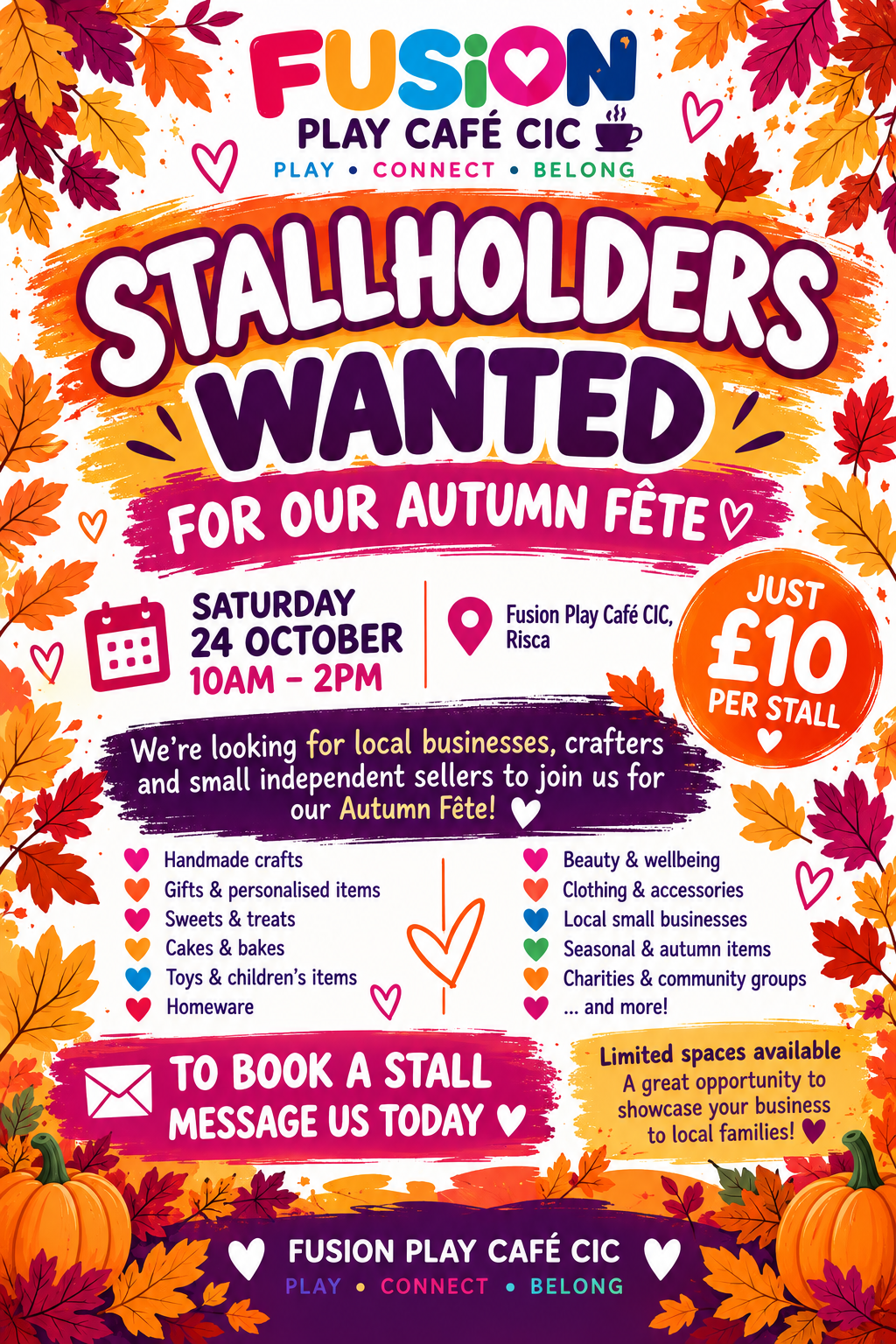 Fusion Autumn Fête stallholders wanted poster